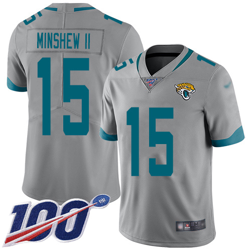 Jacksonville Jaguars #15 Gardner Minshew II Silver Youth Stitched NFL Limited Inverted Legend 100th Season Jersey